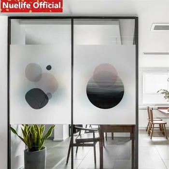 

50x200cm Geometric round frosted glass film bathroom kitchen office kindergarten living room bedroom sliding door window film