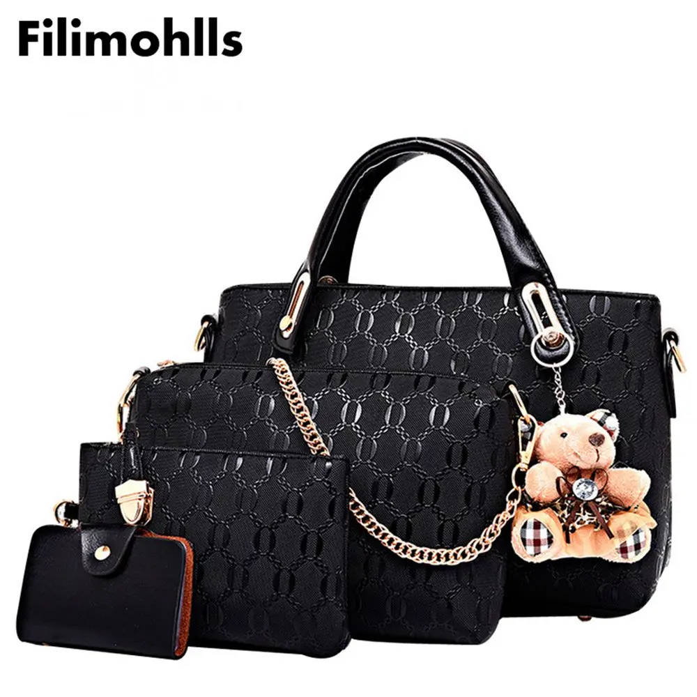 

2019 Women Messenger Bags Handbag Set PU Leather Composite Bag Women Top-Handle Bags Female Famous Brand Shoulder Bag F-123