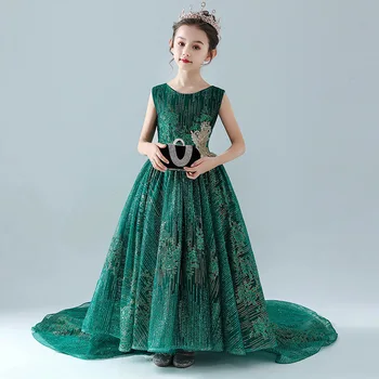 

girls birthday dress green vintage 2019 summer kids party wear flower girls dresses