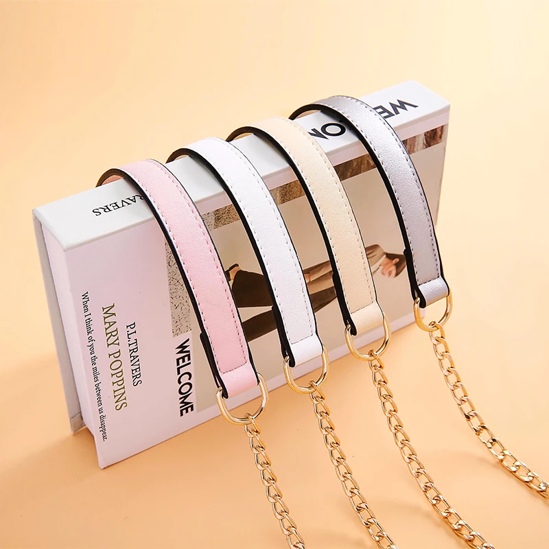 Women's Bag Chain Bag Strap Bag Shoulder Strap Accessories Shoulder Slung Metal Chain Bag with Leather Chain Wide Shoulder Strap Women's Bag Chain Bag Strap Bag Shoulder Strap Accessories Shoulder Slung Metal Chain Bag with Leather Chain Wide Shoulder Strap
