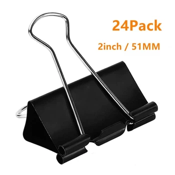 

Extra Large Binder Clips 2-Inch (24 Pack), Big Paper Clamps for Office Supplies, Black
