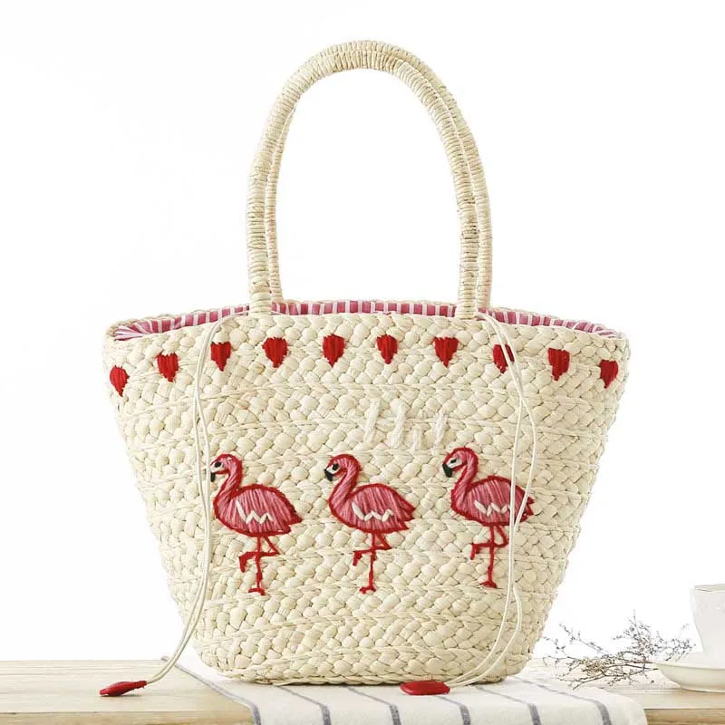2019 venta al por mayor Durable hecho a mano lindo Bolsas de paja bolsos de lazo bolsa de deportes al aire libre Camping playa río Trekking bolsas