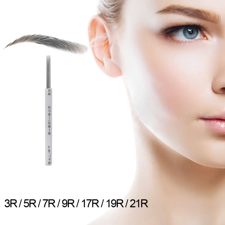 

Tattoo Round Needles 5Pin 50Pcs Microblading Eyebrow Lip Eyeliner Permanent Makeup 3D Embroidery Tattoo Manual Pen Tattoo Supply