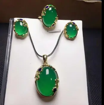 

Natural chalcedony female suit multicolor three or four suit Ring Bracelet Necklace Earrings Set Dinner gift