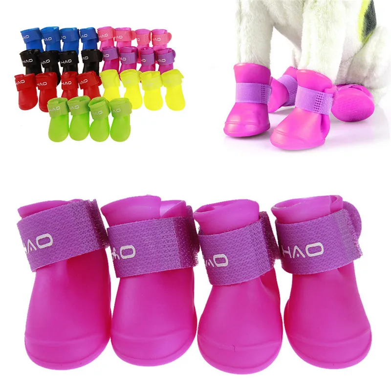 2019 New4 Pcs/Set 7 Colours Foot Protective Puppy Shoe Cat Dog Shoes Waterproof Non-slip Rain Boots Pet Supplies S-2XL | Дом и сад