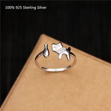 Стерлинговые серебряные Модные кольца для женщин, кольцо для собак и рыб, ювелирные изделия для женщин
