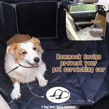 

Car Dog Backseat Cover Auto Rear Row Pad Seat Cover With Mesh Viewing Window Storage Pocket Dog Hammock Waterproof Cushion