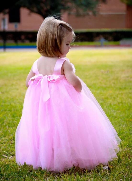 2016 New Arrival Flower Girl Dresses with Flower High Quality Ball Party Pageant Communion Girls Kids Dress for Birthday Wedding