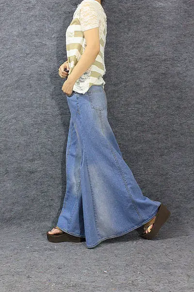 s-xl новые модные длинные джинсовые синие юбки для женщин в пол русалка рыбий хвост джинсовые юбки с разрезом