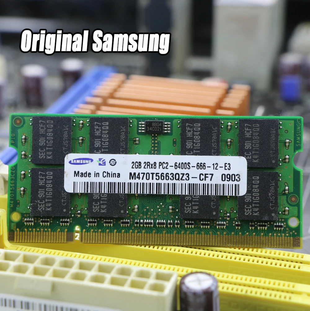 original Samsung DDR2 2GB 800MHz PC2-6400S for intel for amd DDR 2 2G 800 notebook memory Laptop RAM 200PIN SODIMM