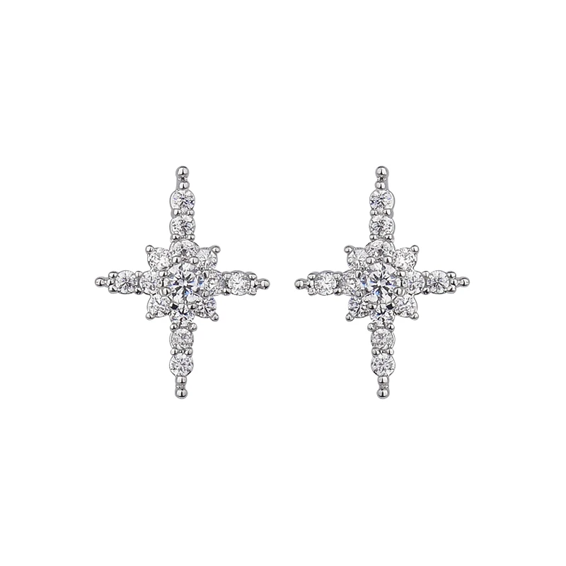 Женские серьги гвоздики с фианитами в виде цветка|fashion stud earrings|stud earringsrhinestone earrings |