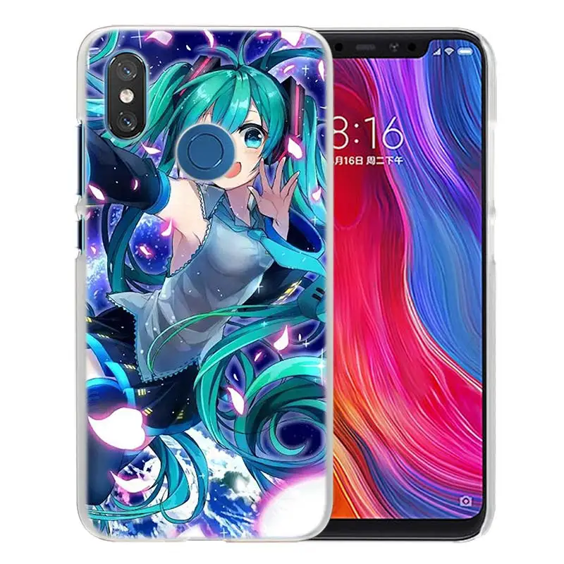 Для Xiao mi Red mi Note 7 Go 6 6A Pro S2 5 Plus 4X mi Play 8 lite A2 A1 Прозрачный жесткий пластиковый чехол аниме Hatsune mi ku - Цвет: 02