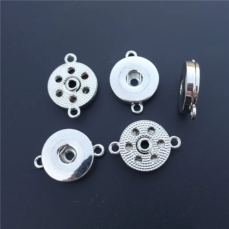 

18mm Snap Buttons Base Connectors Simple 2 Loop Ends DIY Interchangeable Copper Socket Rhodium Gold 100 Pieces / Lot Wholesale