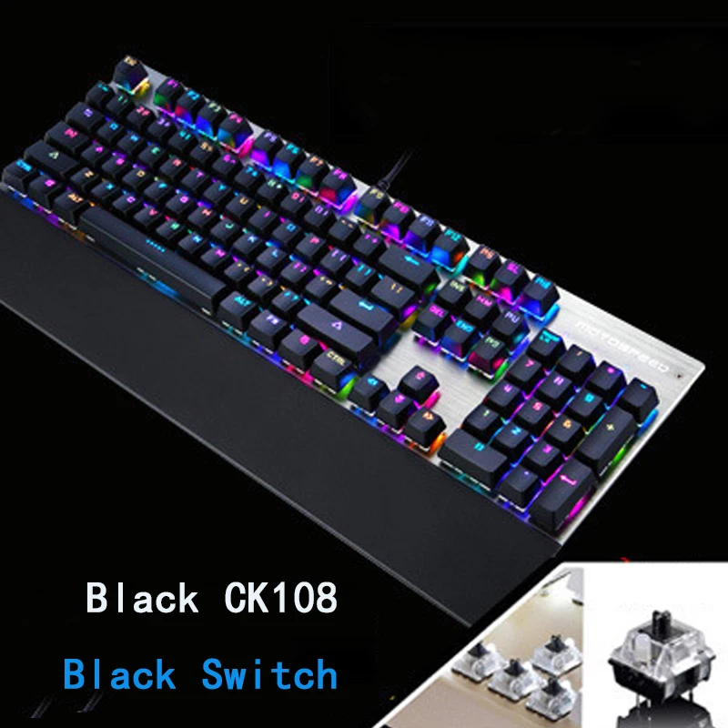 Motospeed CK108 RGB синий/черный переключатель механическая клавиатура Проводная RGB подсветка игровая клавиатура для E-sports gamer