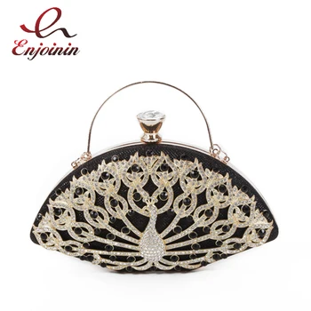 

Luxury Diamond Diamond Peacock Design Shell Shape Ladies Party Clutch Bag Handbag Mini Chain Purse Evening Bag Female Bolsa Flap