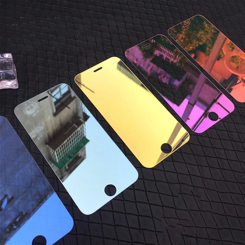Роскошная цветная зеркальная защитная пленка для экрана iPhone 6 6S 7 Plus XS Max XR 9H