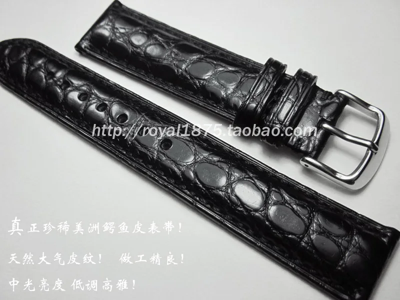 

18 19 20mm handmade Luxury black real crocodile leather straps butterfly buckle upscale Watchband strap for man branded watch