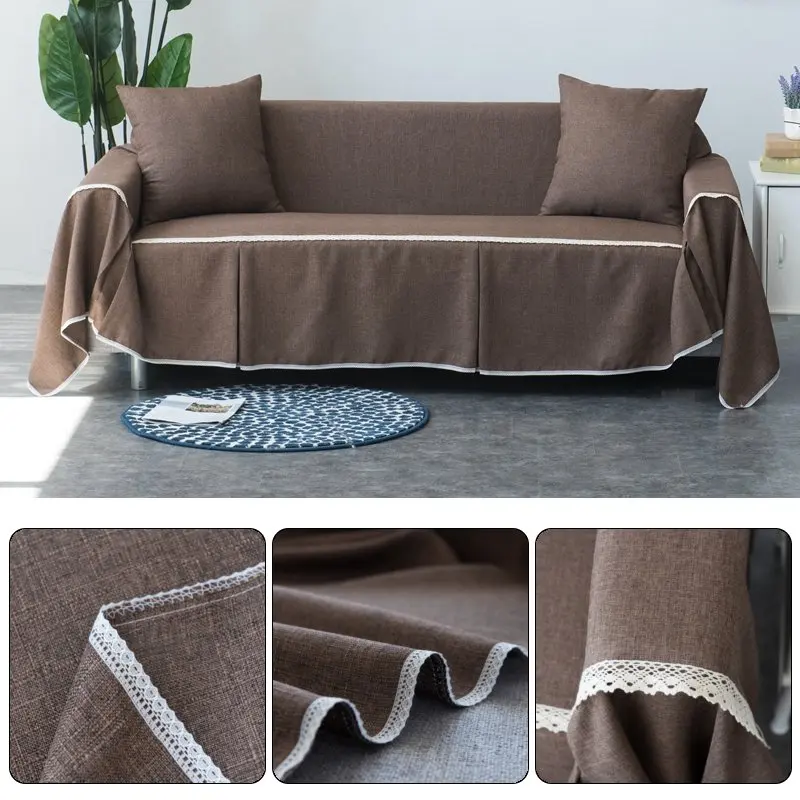 

215*200cm Universal Anti-slip Washable Solid Color Sofa Cover Home Furniture Protector Living Room Sofa Slipcovers Towel Couch