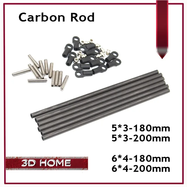 Special Offers 6pcs/set Delta Kossel 3D Printer 180/200MM Length Parallel Arm Fisheye Carbon Rod K800 Mini 5347 Upgrade Diagonal Push Rods