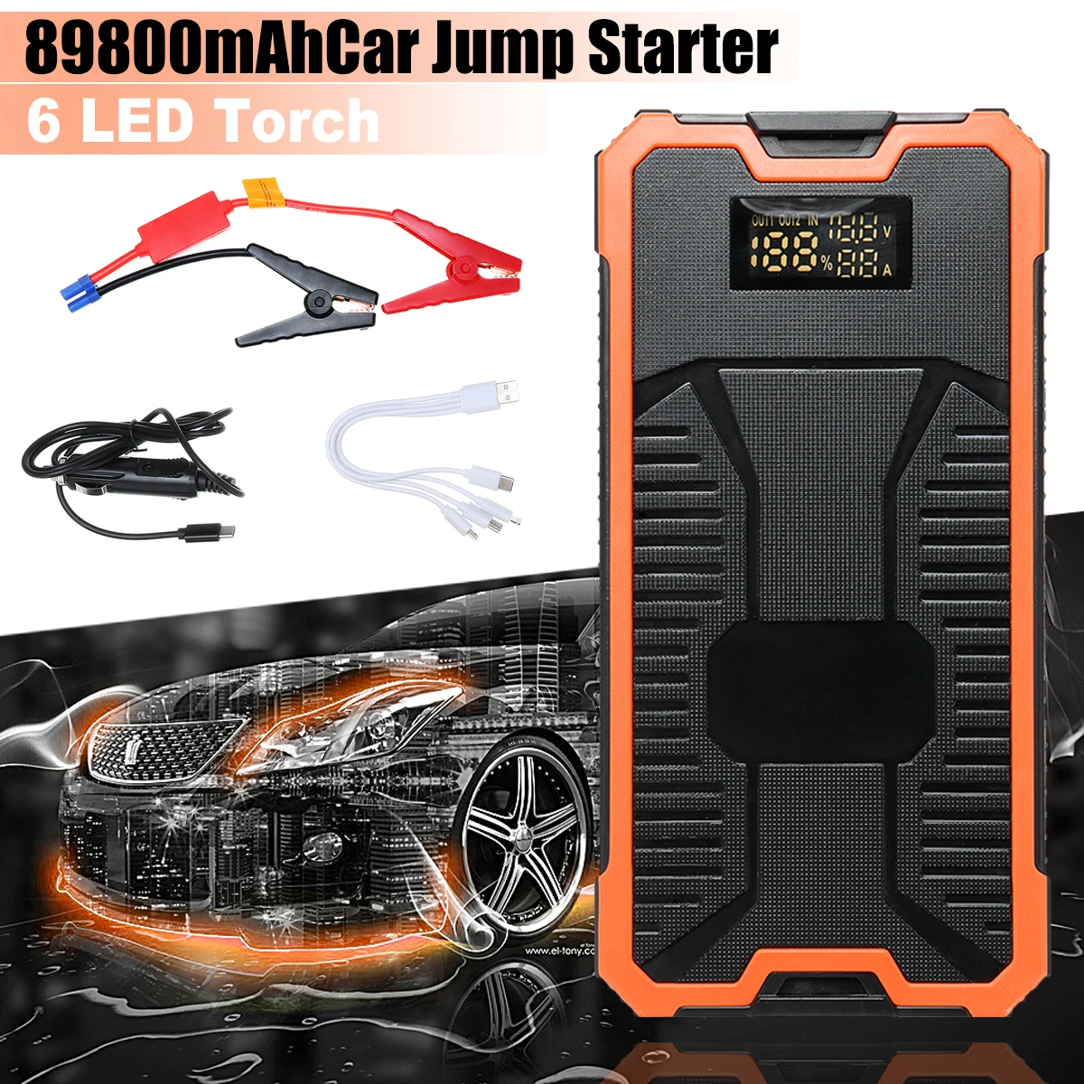 Car Jump Starter Emergency 89800mAh 12V Starting Device SOS LED Light Mobile Power Bank Car Fast Charger For Car Battery Booster
