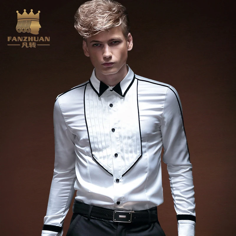 

FANZHUAN Brands Clothing Men Shirt 2017 Male High Quality Long Sleeve Shirt Casual Solid color Slim Fit White Man Dress Shirts