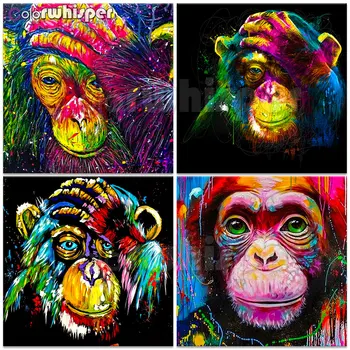 

Diamond Painting Full Square/ Round Chimpanzee Colourful Animal Daimond Painting Rhinestone Embroidery Cross Stitch Art 646DP