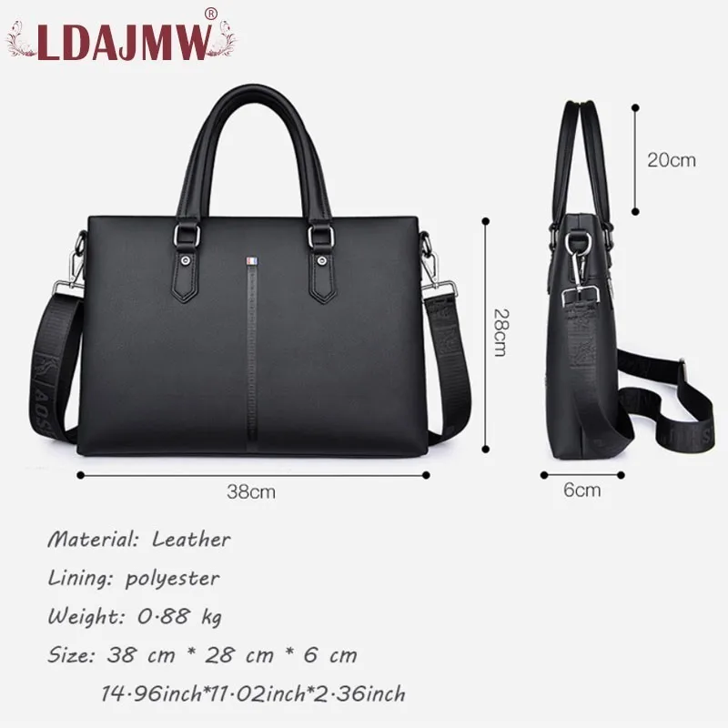 

Cow Two-layer Leather Waterproof Men's Solid Color File Computer Large Capacity Single Shoulder High-end Portable Business Bag