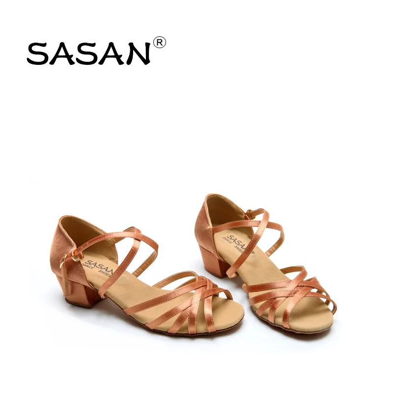 

SASAN Latin Dance Shoes Female Girl Children's National Standard Dance Shoes In The Low-Heel Soft Bottom Dance Shoes S-5525