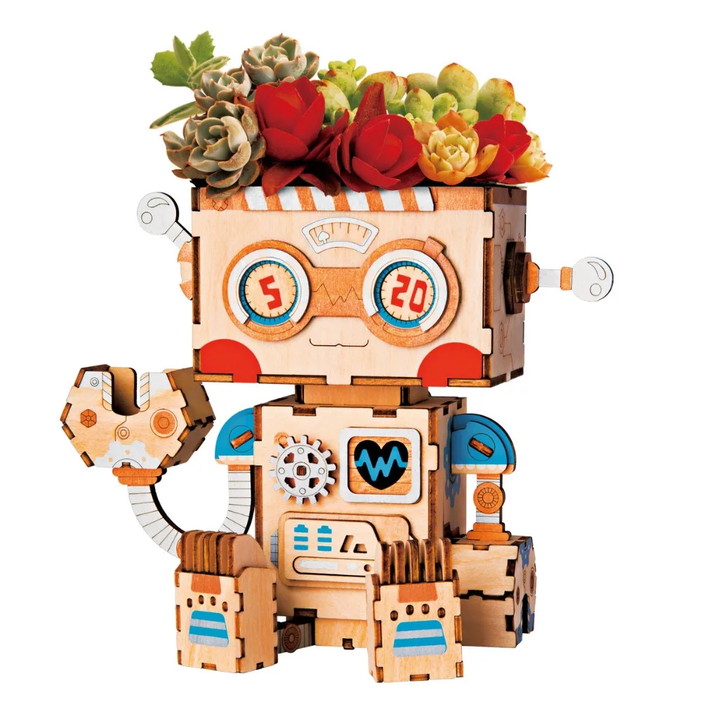 

Robotime DIY Model Toys 3D Wooden Puzzle Plant Flower Pots Assembly Model Kit Home Decor Art Craft Toys for Children Kids FT761