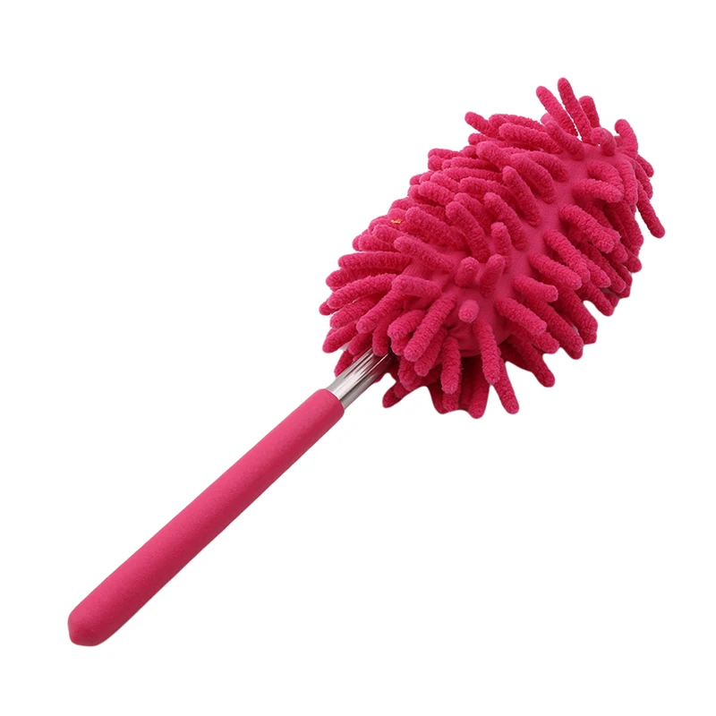Телескопическая ручка Выдвижная Волшебная щетка для чистки пера моющаяся домашняя тряпка из микрофибры - Цвет: red