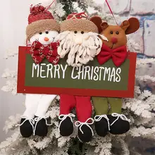 Рождественские деревянные украшения Санта Снеговик Олень Headed головы двери список окна украшения макет сцены дверная бирка