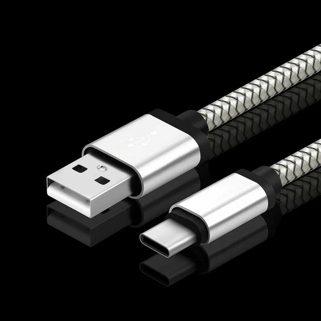 3~ 10 футов USB C зарядное устройство type-C 3,1-USB 2,0 A Синхронизация данных зарядный плетеный кабель для samsung A70 Note 9 8 A20 A30 A40 A50 - Цвет: Серебристый