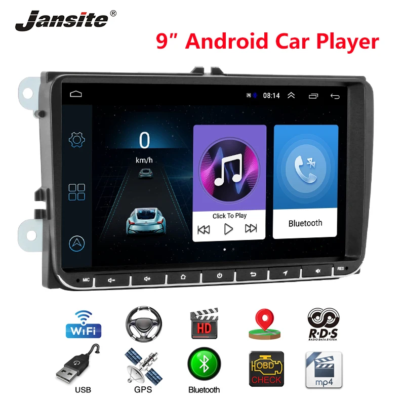 

Jansite 9" Car Radio Android 8.1 GPS Navigation for VW Volkswagen SKODA GOLF 5 6 POLO PASSAT B5 B6 JETTA TIGUAN player BT RDS