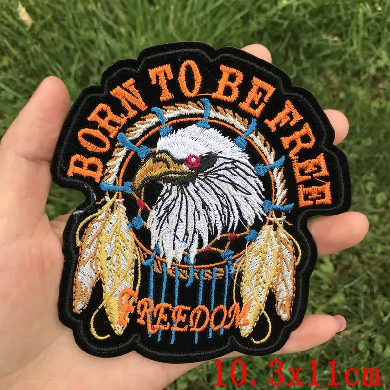 Prajna Live To Ride Patch Motorcycle Letter Hippie Patches Iron On Embroidered Patches For Clothes Stripes Stickers DIY Applique - Цвет: Медь