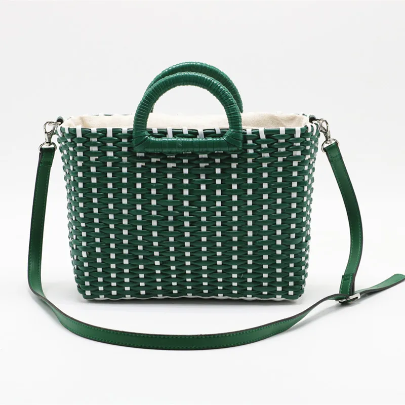 

Handwoven Straw Bag Green Rattan Beach Bag Women Casual Shoulder Bags Drawstring Handbag High Quality Summer Handbags Wholesale