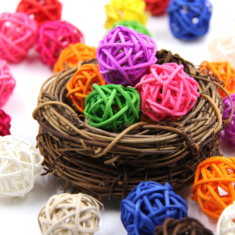 

5pcs 3cm Multicolor Rattan Ball Diy Sepak Takraw Balls Home Ornaments &Christmas /Birthday /Wedding Party Decorations Kids Toys