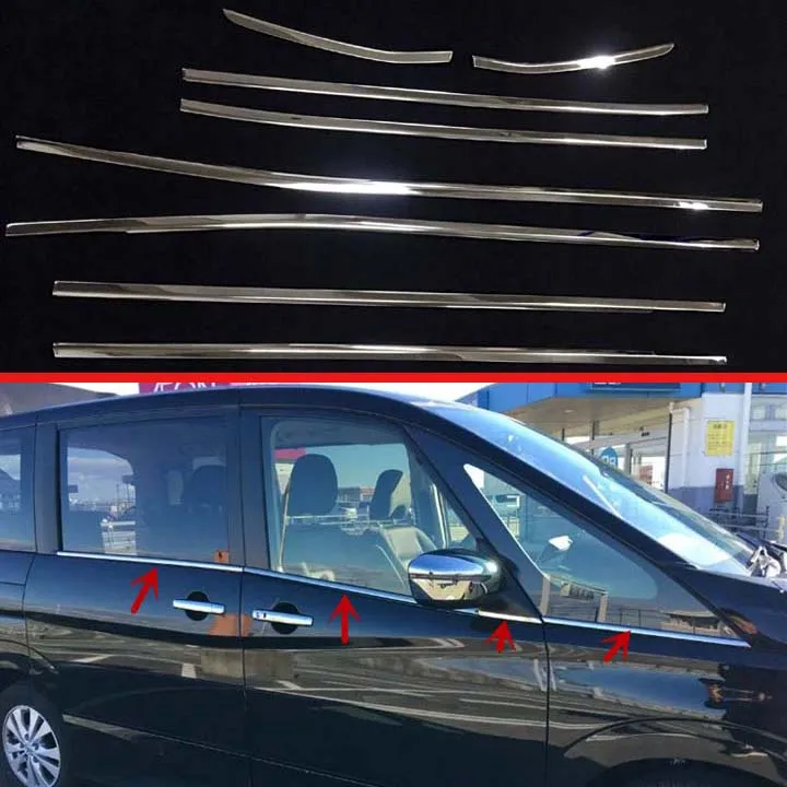 Наклейка на окно из нержавеющей стали для NISSAN Серена C27 2017 2018 2019|Хромирование| |
