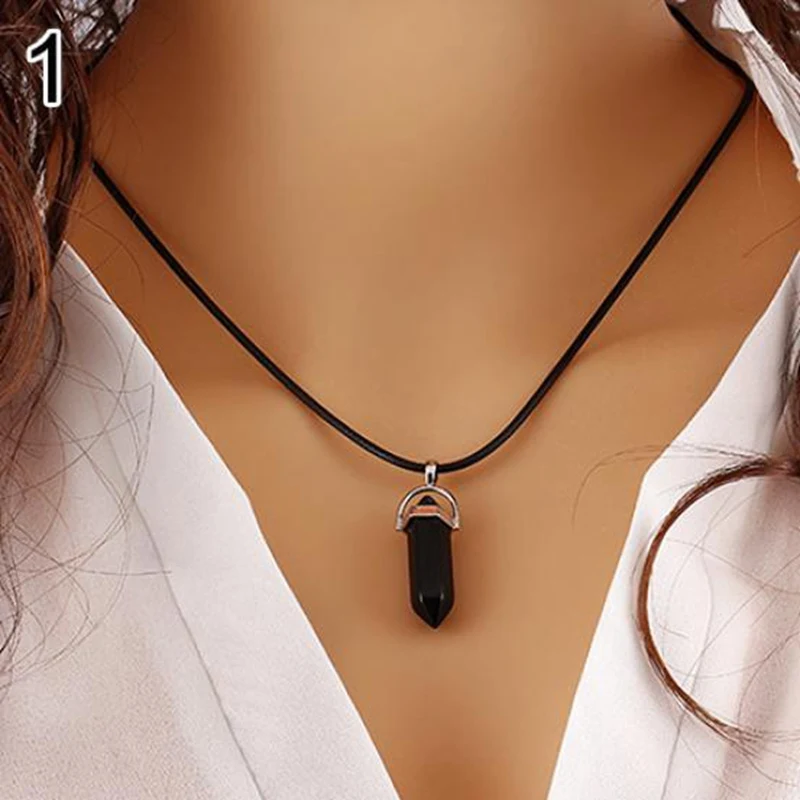 FUNIQUE 2018 рок ожерелья с подвеской из натурального камня для женщин ключица Черная