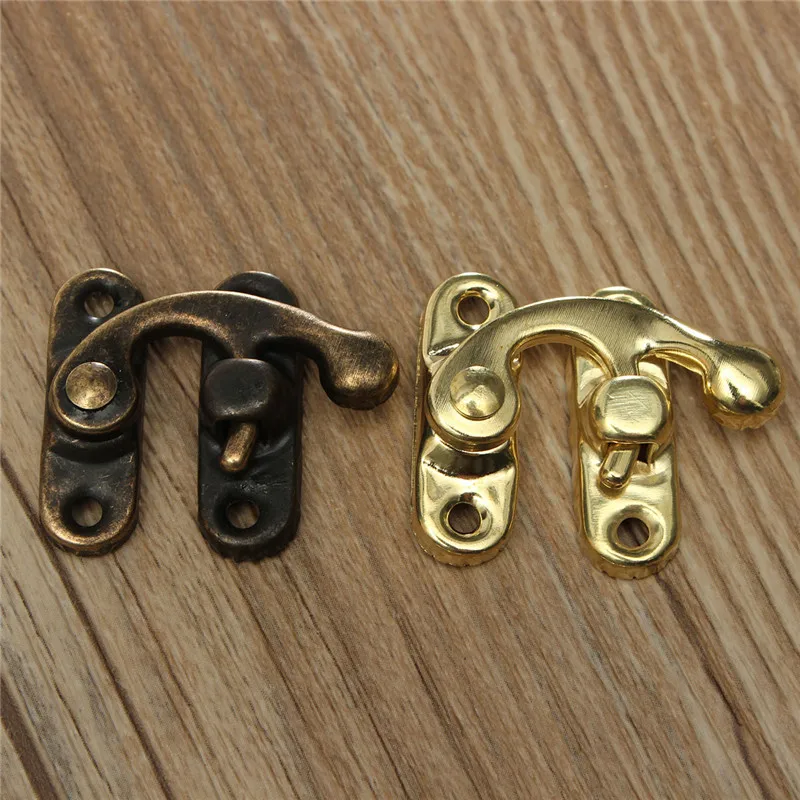 12PCS Antique Bronze Iron Padlock Latch Hasp Buckle Horn Lock Catch Clasp Hook Lock For Mini Jewelry Box For Furniture Hardware