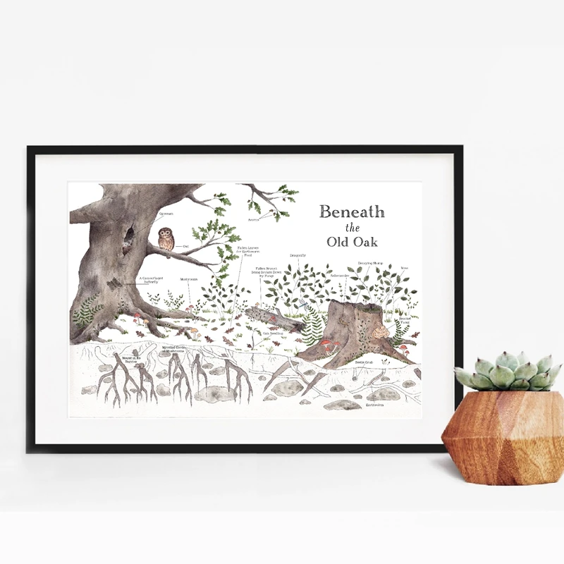 

Beneath the Old Oak Poster Nature Art Prints Room Wall Art Picture Decor Montessori Educational Decoration Canvas Painting