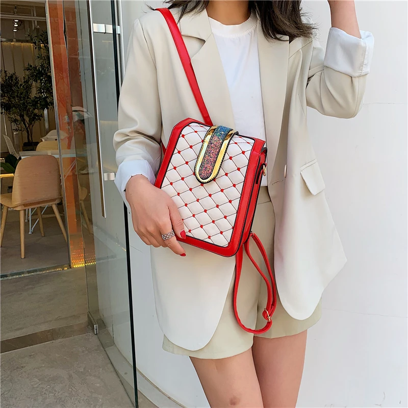 

Bags for Women 2019 PU Leather Fashion Embroidery Line Ladies Shoulder Bag ladies Messenger Bag a Variety Of Wear Methods