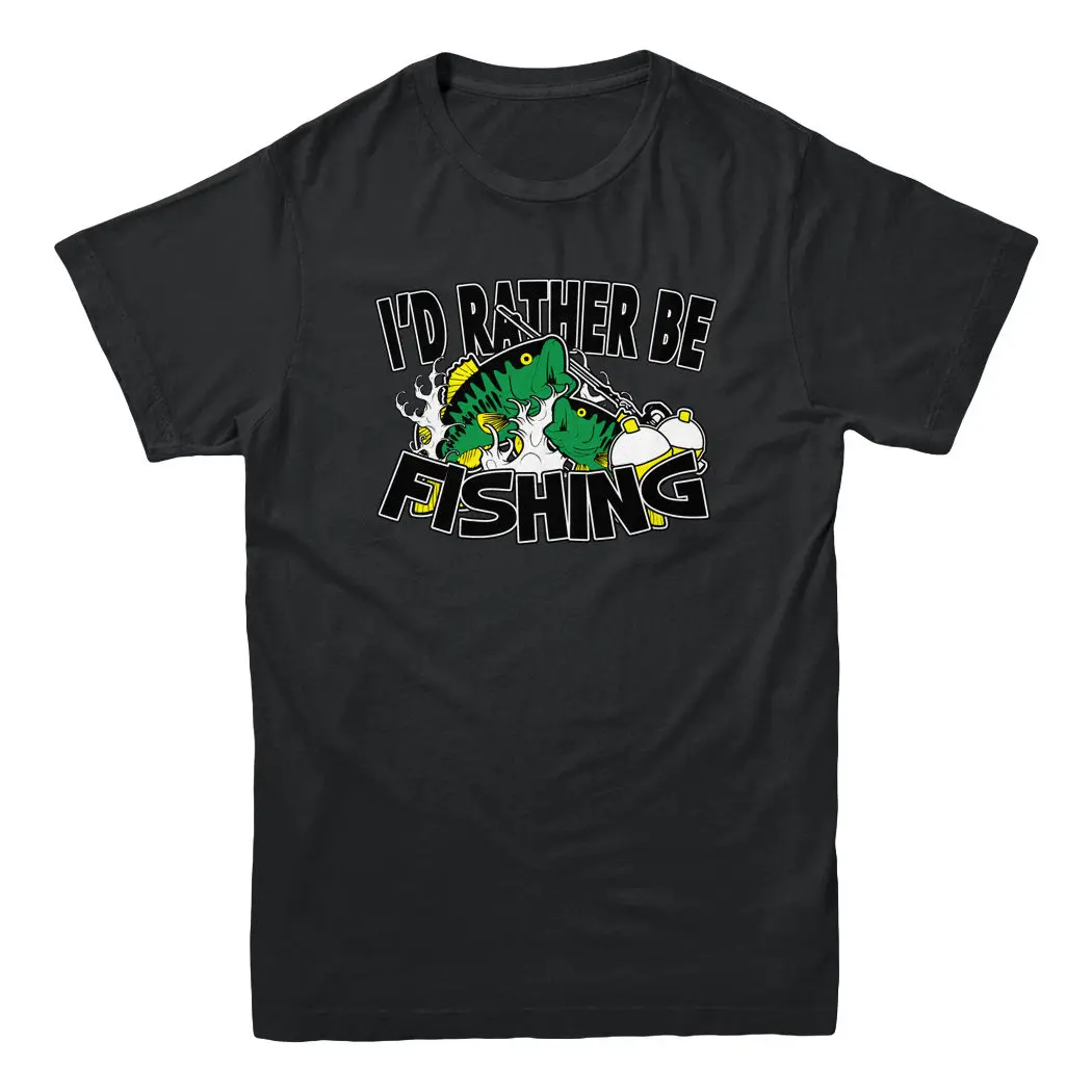 I'd Rather Be Fishing Pole Bass Trout Lake Sportsman Outdoors Gift Men's T-shirt 100% Cotton Tee Shirt,Funny T Shirts