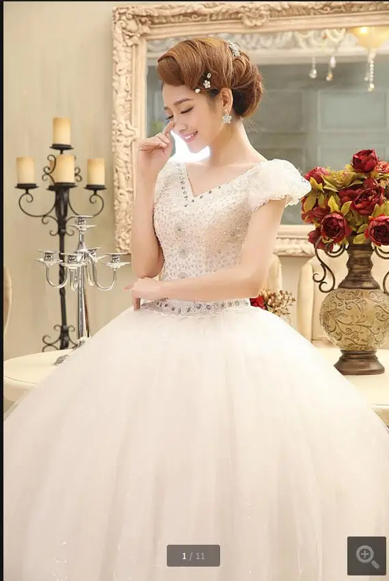 

New arrival white lace ball gown modest wedding dress muslim puff cap sleeve puffy bride dress hot sale formal wedding dresses