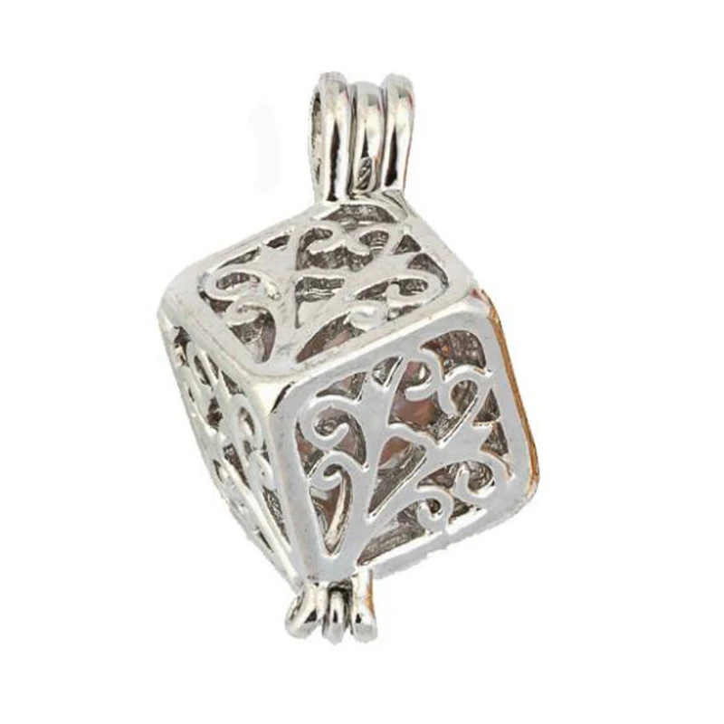 

Silver Tree of Life Pearl Cage Jewelry Findings Cage Locket Pendant Essential Oil Diffuser Locket For Oyster Pearl Women Men