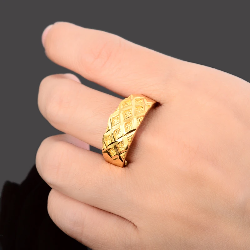 New Elegant Retro Exquisite Style Gold Finger Rings Jewelry 24K Gold
