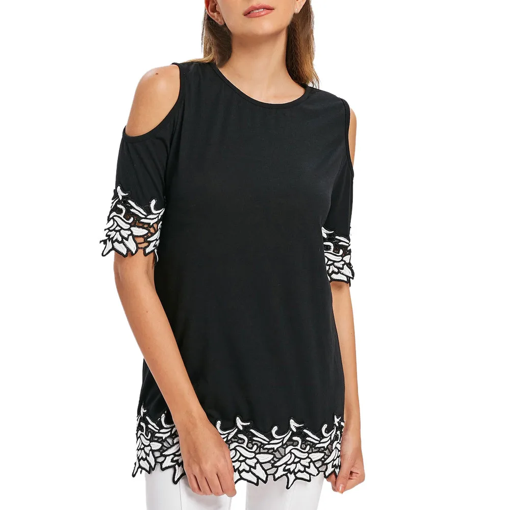 

2019 Lace Blouse Plus size Shirt Off Shoulder Elegant O Neck womens tops and blouses Streetwear Female Clothing large size