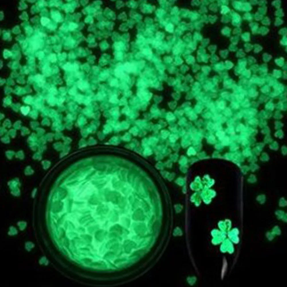 

1g/Box Fluorescent Luminous Nail Art Sequins Heart Star Round Ultra-thin Nail Glitter Flakes Powder Glow in the Dark