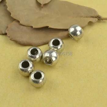 

70pcs/lots Metal antique tibetan silver charms round beads for Europe bracelets making diy jewelry supplies z42586