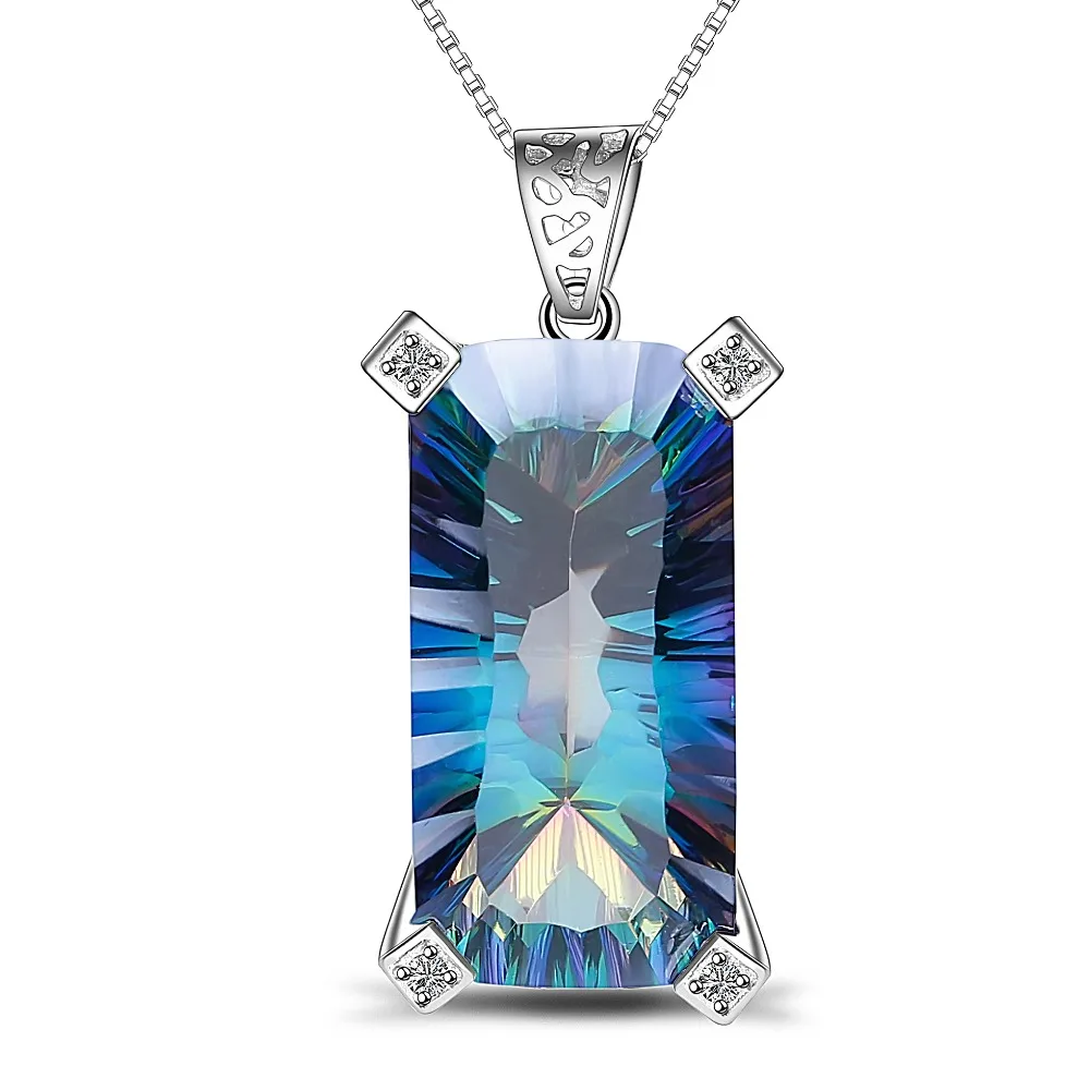 

Gem's Ballet 925 Sterling Silver 40Ct Octagon Natural Blueish Mystic Quartz Gemstone Pendant Necklace Fine Jewelry For Women