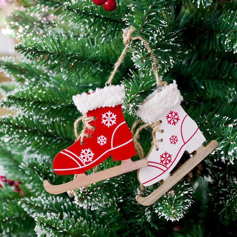 Christmas Painted Decorative Pendant Tree Innovative Skates Ski Shoes Home Door And Decorations | Дом и сад